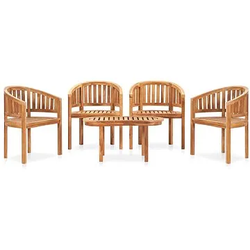 5dílná zahradní sedací souprava banana masivní teakové dřevo, 3059963 (3059963)