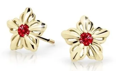 Cutie Jewellery Dětské kytičkové náušnice ze žlutého zlata C2238-30-X-1 červená