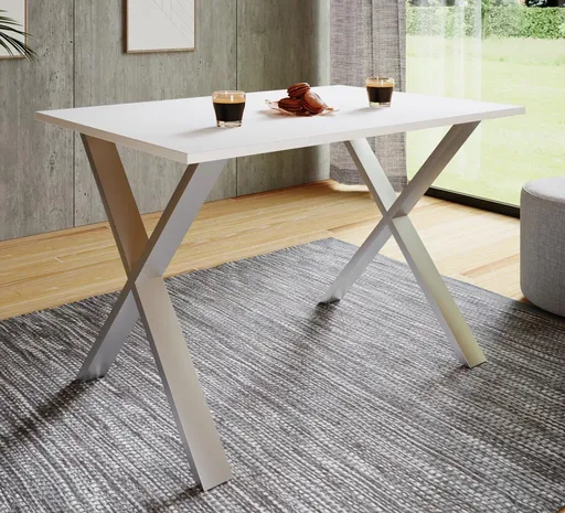 VCM Jídelní stůl Xona 140x80 X-nohy, bílý