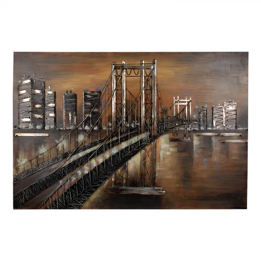 3D hnědý kovový obraz Golden Gate San Francisco - 120*5*80 cm 5WA0197