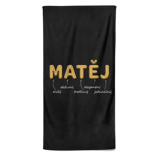 Osuška Mužská jména – GOLD (Jméno: Matěj, Velikost osušky: 100x170cm)