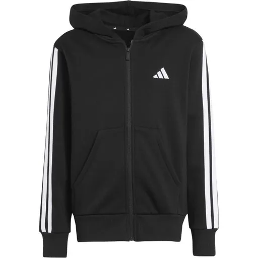 adidas 3-STRIPES FULL-ZIP HOODIE Dětská mikina, černá, velikost