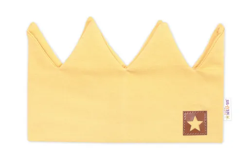 Baby Nellys Dvouvrstvá čelenka, Hand Made, bavlna, Korunka STAR - hořčicová, 104/116