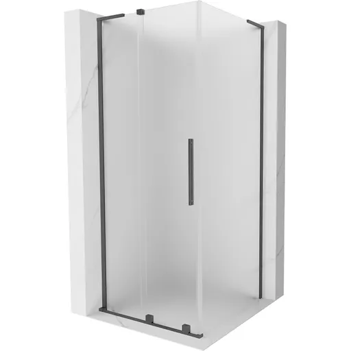 MEXEN/S Velar L sprchový kout, posuvné dveře 100 x 100, dekor, grafit kartáčovaná 871-100-100-33-66