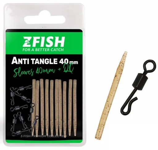 Zfish sada převleků anti tangle sleeves + obratlík qc vel 8 10 ks - 60 mm