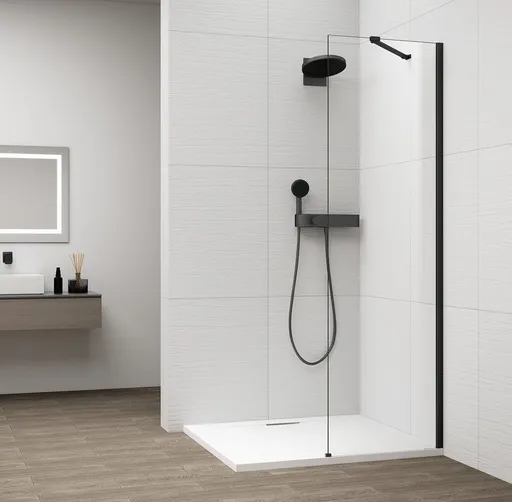 POLYSAN ESCA BLACK MATT jednodílná sprchová zástěna k instalaci ke stěně, sklo čiré, 300  ES1030-02