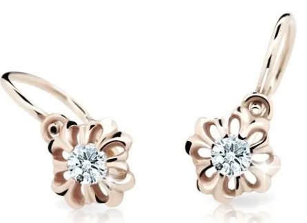 Cutie Jewellery Něžné dětské náušnice z růžového zlata C2208-10-X-4 bílá
