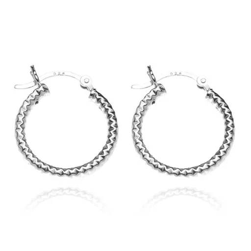 Náušnice ze stříbra 925 - hrubé kruhy s prohlubněmi, 18 mm