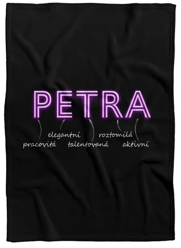 Deka Ženská jména – NEON (Jméno: Petra, Podšití beránkem: NE)