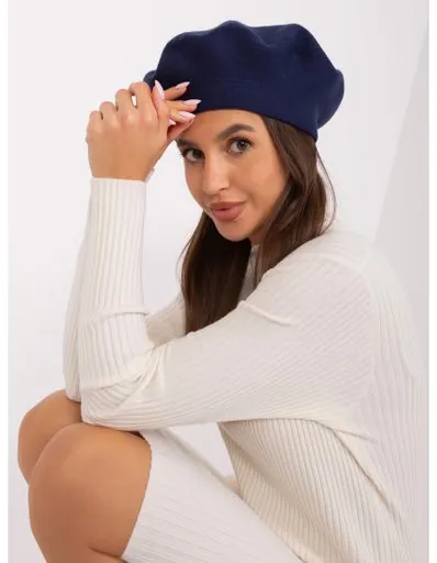 Dámský baret s kašmírem SHOOLT tmavě modrý