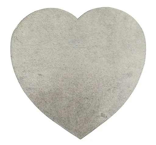 Šedé prostírání z hovězí kůže ve tvaru srdce - 37*39*1cm MHPMHKG