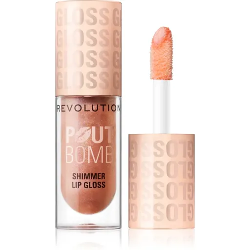Makeup Revolution Shimmer Gloss třpytivý lesk na rty odstín Glimmer Nude 4.5 ml