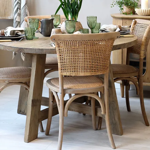 Přírodní kulatý jídelní stůl z recyklovaného dřeva Marseille - Ø 120 * 76 cm Chic Antique