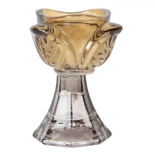 Žlutý skleněný svícen tulipán Colorful Garden - Ø 7*10 cm Clayre & Eef