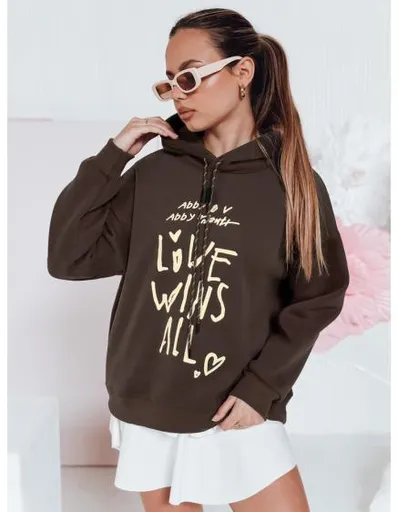 Dámská oversize mikina s kapucí LOVEWILL hnědá
