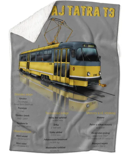 Deka Tramvaj T3 – žlutá (Podšití beránkem: ANO)