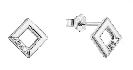Evolution Group - Pavona Stříbrné náušnice malé kosočtverečky se zirkony 11526.1 crystal
