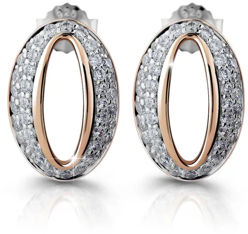 Modesi Elegantní bronzové náušnice ze stříbra se zirkony M25007