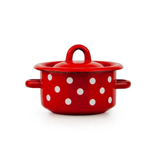 TORO Smaltovaný kastrol s poklicí 0,4l puntíky