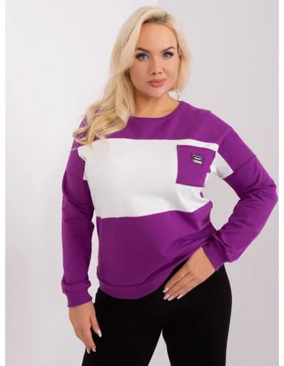 Dámská halenka plus size s aplikací ABELA fialová a ecru