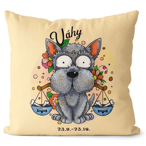 Polštář Psí znamení – váhy (Velikost: 40 x 40 cm)