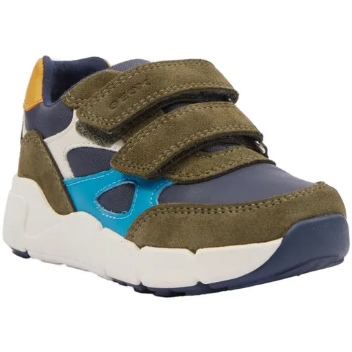 Geox B FLEXYPER MINI Chlapecká volnočasová obuv, khaki, velikost