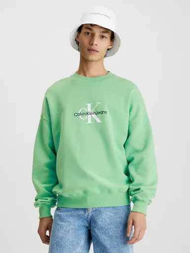 Calvin Klein pánská zelená mikina MONOLOGO OVERSIZED J30J323161 XL