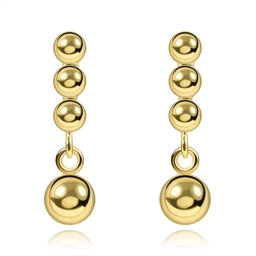 Zlaté náušnice ze 14K zlata s řadou kuliček