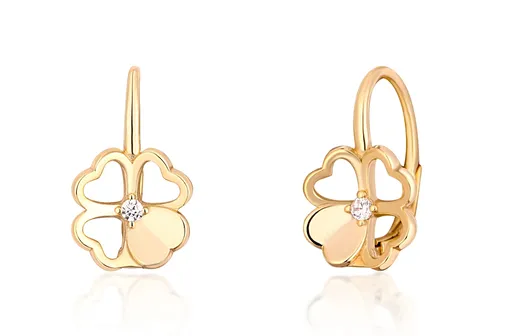 JVD Pozlacené náušnice Čtyřlístek se zirkonem SVLE1515XH2GO00