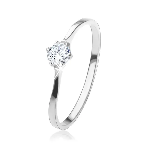 Prsten ze stříbra 925, třpytivý kulatý zirkon v kotlíku - Velikost: 59