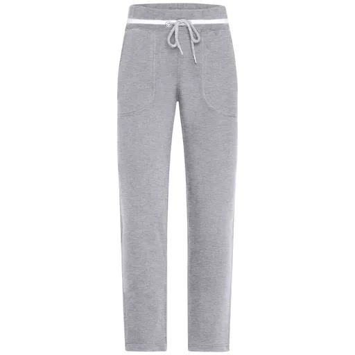 James & Nicholson (Daiber) Dámské tepláky s kontrastním pruhem JN779 - Šedý melír / bílá | 2XL