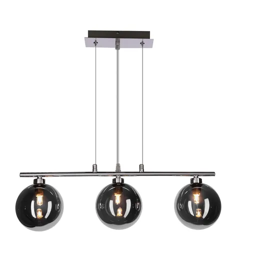 Závěsná lampa SOMUL 3x20W G9 chromované skleněné stínidlo 12 cm grafitové moderní elegantní svítidlo obývací pokoj jídelna kuchyň