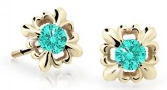 Cutie Jewellery Roztomilé dětské náušnice ze žlutého zlata C2212-30-X-1 světle zelená