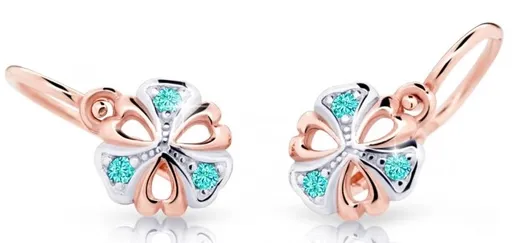 Cutie Jewellery Dětské bicolor náušnice z růžového zlata C2230-10-X-4 světle zelená