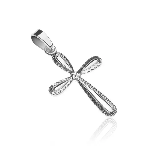 Přívěsek ze stříbra 925 - kříž s vroubkovanou linií