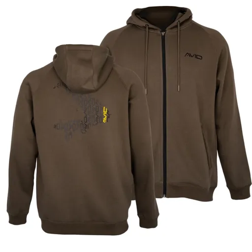 Avid carp mikina compound zip hoodie brown - xxxl