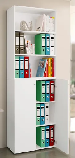 VCM Botník Lona 2XL s otočnými dvířky + police, bílá