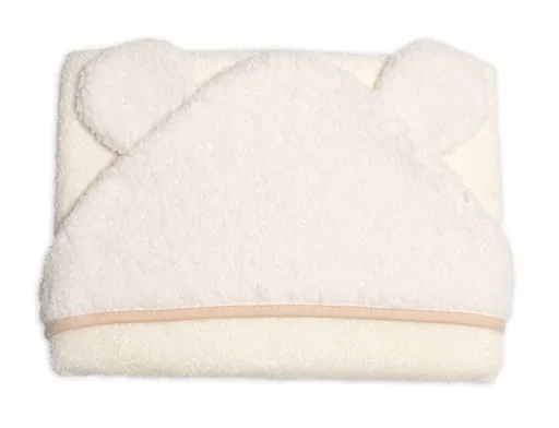 Baby Nellys Kojenecká osuška s kapucí a oušky Boucle 80x80cm, froté -  smetanová