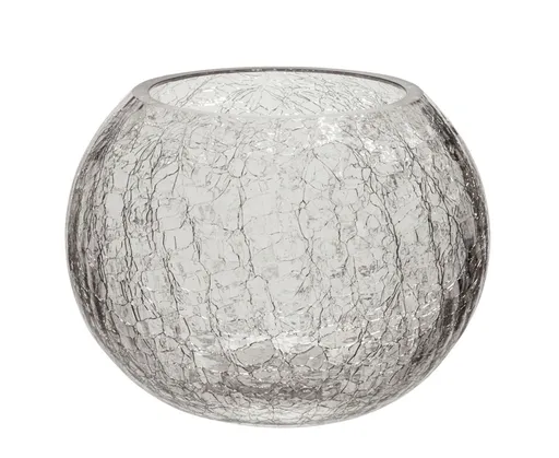 Skleněný kulatý svícen s popraskáním M - 15*15*11,5 cm J-Line by Jolipa