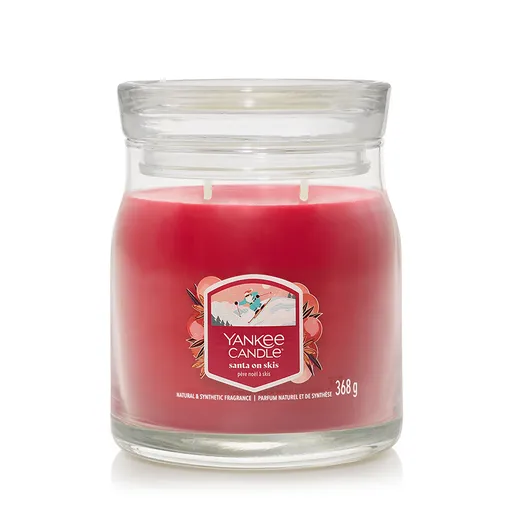 Yankee Candle vonná svíčka Signature ve skle střední Santa On Skis, 368 g, S