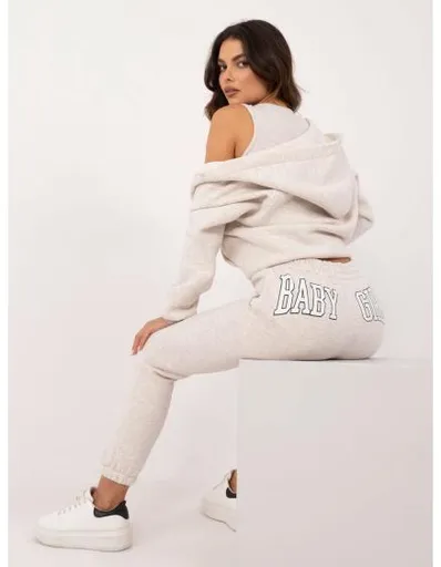 Dámská souprava s mikinou oversize světle béžová