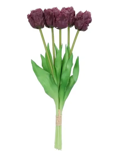 Kytice 5ks fialových realistických tulipánů Tulips Papagayo - 39 cm 613633