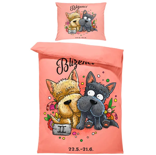 Povlečení Psí znamení – blíženci (Rozměr : 1x140/220 + 1x90/70)