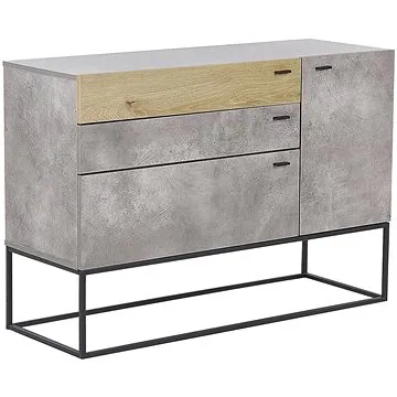 Komoda světlé dřevo se šedou ARIETTA, 244990 (beliani_244990)