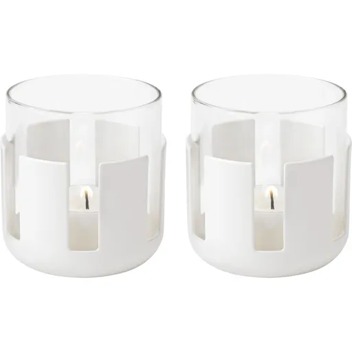 Svícen na čajovou svíčku LUNA 7 cm, jemně bílá, nerezová ocel / sklo , Stelton