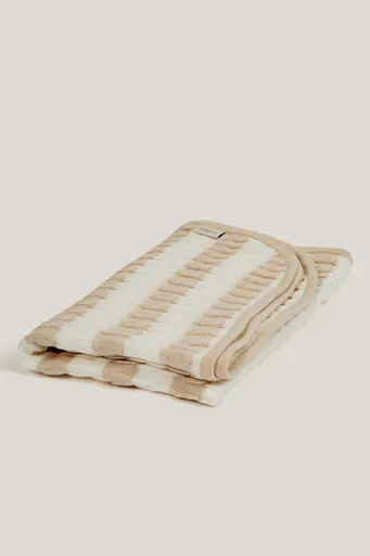 DEKA GANT STRIPED COTTON CABLE BLANKET 68 x 78 cm LIGHT BEIGE MELANGE