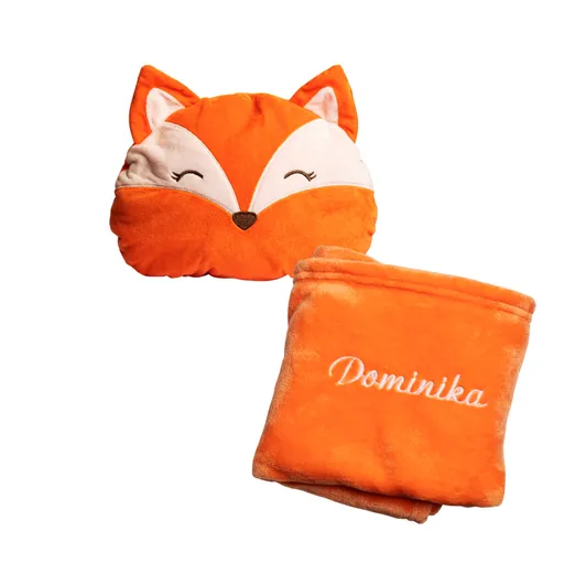Plyšový polštářek 2v1 Liška s výšivkou