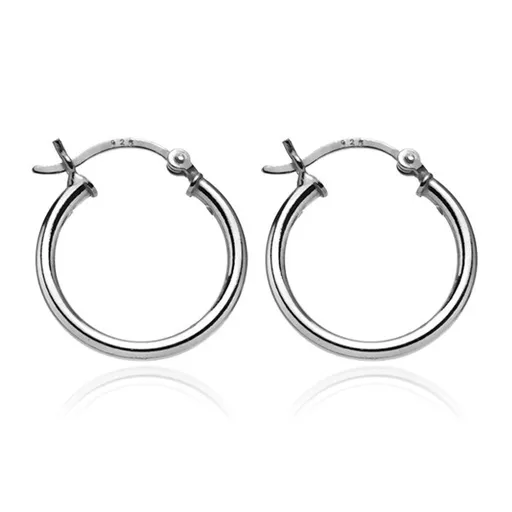 Kruhové náušnice ze stříbra 925 - širší lesklá linie, 18 mm