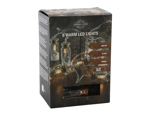 HIT Světelný řetěz s časovačem 8LED lahvičky se stromkem 100cm