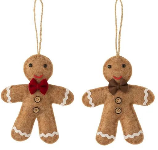 2ks hnědá závěsná ozdoba perníček - 14*3*14 cm  36920